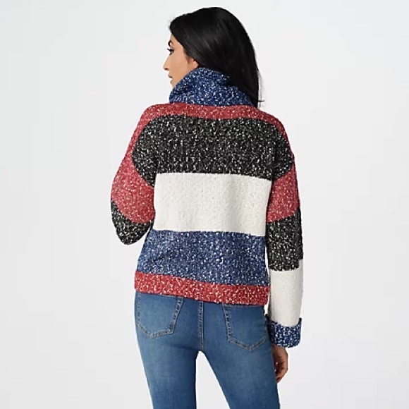 NWT GILI Multi Yarn Striped Oversized Turtleneck - Picture 9 of 10